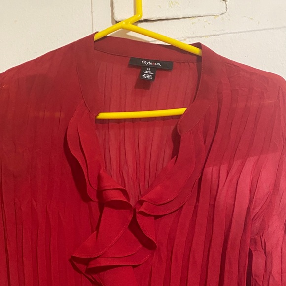 Style & Co. Red Ruffled Blouse - Picture 5 of 14